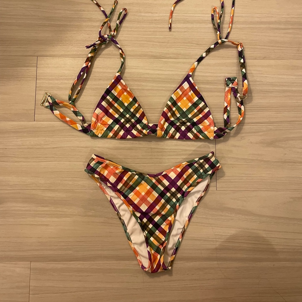 Montce Multicolor Plaid Bikini TOP